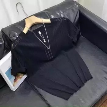 Мужская футболка с вырезами, тонкая посадка, эластичная, с V-образным вырезом, тонкий цвет, пуловер с короткими рукавами, пуловер для фитнеса, спорта, тренажерного зала M чёрный