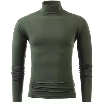 Мужская футболка с высоким воротником и длинными рукавами, повседневная однотонная верхняя одежда, пуловер, нижнее белье, футболки L темно-серого