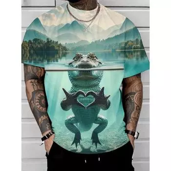 Мужская футболка с забавным принтом, футболки с короткими рукавами, топы с 3D-принтами, рубашки с круглым вырезом, летняя повседневная мужская одежда 2025 года XXS
