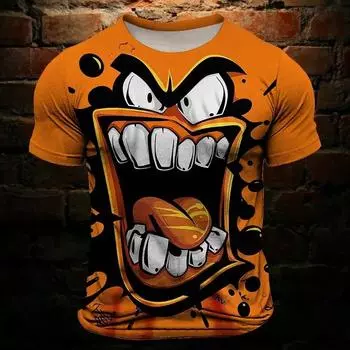 Мужская футболка с забавным принтом Grimace 3D Vintage Fashion Cool Crew Neck Clothing Apparel Daily Holiday Vacation Short Sleeve top S