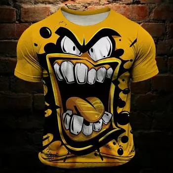 Мужская футболка с забавным принтом Grimace 3D Vintage Fashion Cool Crew Neck Clothing Apparel Daily Holiday Vacation Short Sleeve top XXS