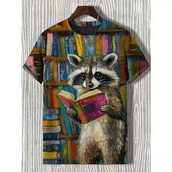 Мужская футболка с забавным принтом животных, футболки с короткими рукавами, топы с 3D-принтом, рубашки с круглым вырезом, летняя повседневная мужская одежда для вечеринок S
