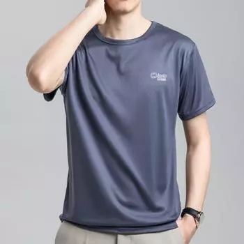 Мужская футболка, сетчатая, тонкая, быстросохнущая, с короткими рукавами и круглым вырезом, чистый цвет, эластичный спортивный топ M чёрный