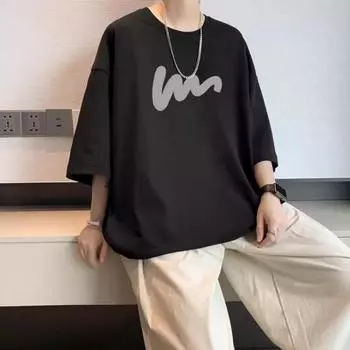 Мужская футболка со средними рукавами, круглая, свободного покроя, однотонная, размера плюс, с цветным принтом, повседневный пуловер средней длины, на каждый день 2XL белый