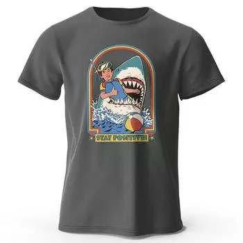 Хлопковая мужская футболка Stay Positive Printed из 100% хлопка, классическая винтажная, забавная, для мужчин и женщин, спортивная одежда, топы, футболки S бежевый