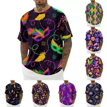 Мужская футболка, свободный повседневный топ с короткими рукавами, мужской топ с короткими рукавами L темно-фиолетового