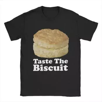 Мужская футболка Taste The Biscuit из чистого хлопка, футболка с коротким рукавом и круглым вырезом, оригинальная футболка S чёрный