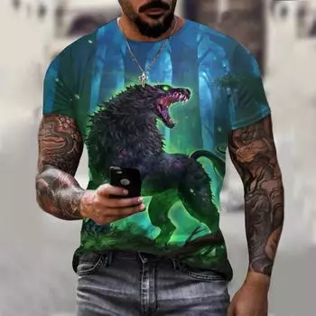 Мужская футболка, топ, летняя модная футболка с коротким рукавом, 3D-принт, футболка, свободная мужская одежда S