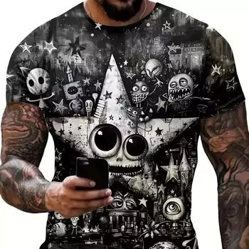 Мужская футболка уличная летняя повседневная футболка с короткими рукавами и мультяшным принтом забавные животные модная уличная мужская одежда больших размеров S