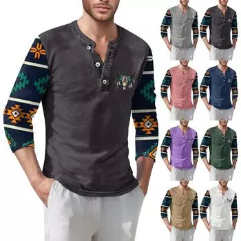 Мужская футболка уличная повседневная мода с длинными рукавами S