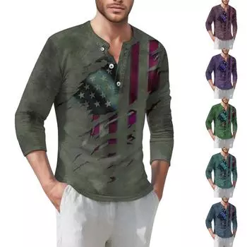 Мужская футболка уличная повседневная мода с длинными рукавами L армия зеленый