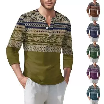 Мужская футболка уличная повседневная мода с длинными рукавами L армия зеленый