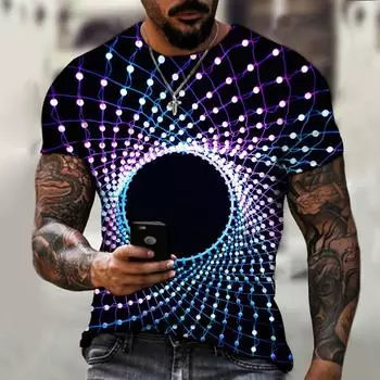 Мужская футболка унисекс Vortex с 3D принтом и принтом, летние топы с коротким рукавом, модная повседневная футболка большого размера, мужская одежда XL белый