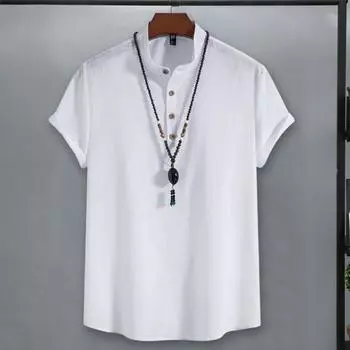 Мужская футболка, уютная дышащая мужская рубашка с короткими рукавами, мужские топы, летняя модная футболка, мужская футболка, мужская одежда L белый