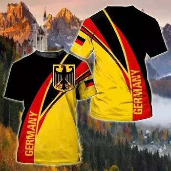 Мужская футболка в немецком стиле, уличный повседневный топ, рубашки большого размера с принтом немецкого флага, уличный хип-хоп, винтажная одежда в стиле Харадзюку, пуловер с круглым вырезом XS