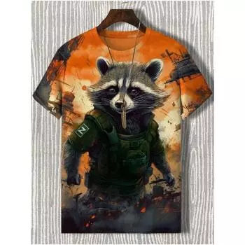 Мужская футболка в японском стиле с изображением самурая и кота с 3D принтом, повседневная футболка с короткими рукавами, уличная негабаритная мужская одежда, топы L