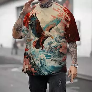 Мужская футболка в японском стиле Ukiyo-E Kanagawa Wins, футболки с рисунком, повседневная футболка с короткими рукавами, большие мужские костюмы, топы, новинка S
