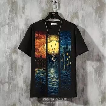 Мужская футболка в стиле аниме в стиле ретро, уличная футболка с короткими рукавами для мужчин, повседневная летняя футболка с 3d принтом, дышащая свободная мужская одежда S