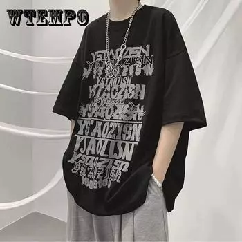Мужская футболка в стиле хип-хоп Harajuku с буквенным принтом, мужские футболки с короткими рукавами, хлопковые свободные уличные летние топы, футболки XXXL синий
