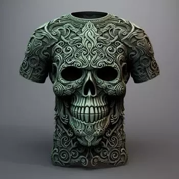 Мужская футболка в стиле хип-хоп с принтом черепа, уличная креативная дизайнерская футболка на каждый день, повседневная альтернативная мода, топ с коротким рукавом, свободная одежда S