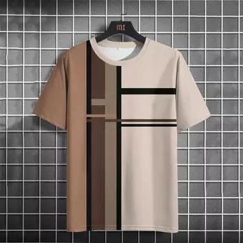 Мужская футболка в стиле ретро, футболки с короткими рукавами в стиле ретро, новинка 2024 года, мужская одежда, футболки с принтом в клетку, большие европейские топы S