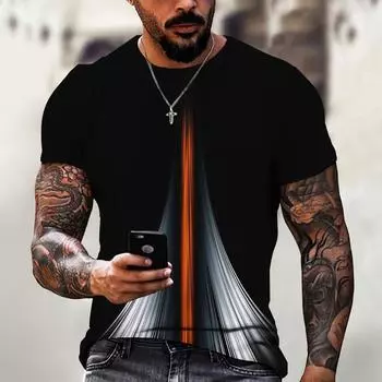 Мужская футболка в стиле ретро, полосатая футболка с рифленым принтом, летний топ с короткими рукавами, оригинальный дизайн, мужская одежда, уличная одежда больших размеров 4XL