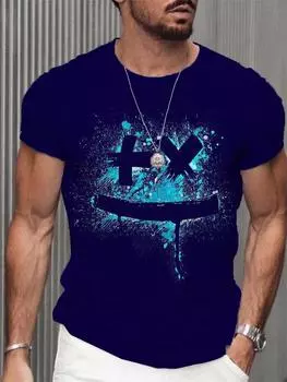 Мужская футболка в стиле ретро, повседневная мужская футболка с 3d принтом, летние топы с короткими рукавами, футболка, повседневная модная уличная футболка, винтажная мужская одежда S