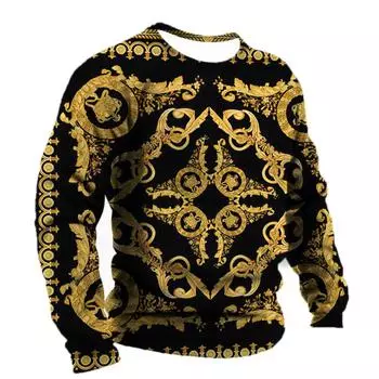 Мужская футболка в стиле ретро с модным принтом в стиле барокко, стильная и классная мужская футболка большого размера.