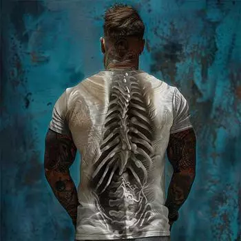 Мужская футболка в стиле ретро с принтом «мышцы и черепа», мужские повседневные футболки с короткими рукавами, быстросохнущая одежда, топы, одежда больших размеров, новинка лета S