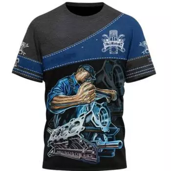 Мужская футболка, винтажная футболка, летняя одежда, механика, топы с 3D-принтом, 6Xl, уличный повседневный спортивный свитер большого размера, несколько вариантов XS