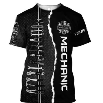 Мужская футболка, винтажная футболка, летняя одежда, топы с персонализированным именем «Механик», 3d принт, 6xl, уличный повседневный спортивный пуловер большого размера S