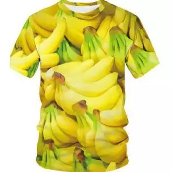 Мужская футболка зеленого цвета с принтом овощей и фруктов 3D на всю фигуру с короткими рукавами, подходит как мужчинам, так и женщинам S