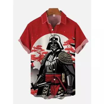 Мужская гавайская рубашка, рубашка с 3D-принтом в стиле японского самурая, модная мужская и женская рубашка для отдыха на пляже, мужская рубашка S