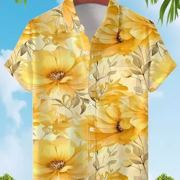 Мужская гавайская рубашка с 3D-печатью — летний повседневный стиль M