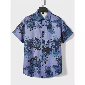 Мужская гавайская рубашка с 3D-растением, топ для пляжного отдыха, повседневная одежда для улицы, модная летняя мужская рубашка с короткими рукавами S