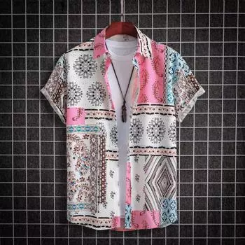 Мужская гавайская рубашка с принтом, высокое качество, 3D, цветочный, анимированный, топ для пляжной вечеринки, свободный крой, короткие рукава, новая S