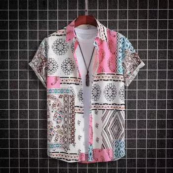 Мужская гавайская рубашка с принтом, высокое качество, 3D, цветочный, анимированный, топ для пляжной вечеринки, свободный крой, короткие рукава, новая S