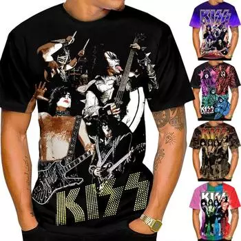 Мужская хип-хоп 3D принтованная цветная повседневная и удобная летняя модная футболка с короткими рукавами S