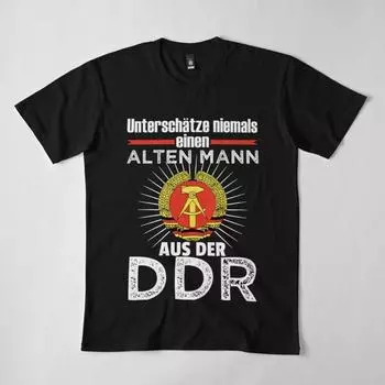 Мужская хлопковая футболка премиум-класса в стиле Харадзюку, ddr Germany, старик, говорящий, футболки с принтом, забавный стиль, хлопковая футболка с круглым вырезом, повседневные футболки S чёрный