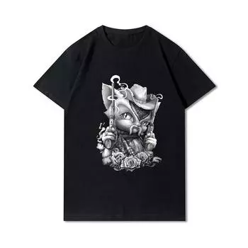 Мужская хлопковая футболка премиум-класса в стиле Харадзюку с плакатом, рубашка в стиле аниме, футболки с принтом, забавная стильная хлопковая футболка с круглым вырезом, повседневные футболки S