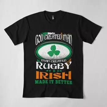 Мужская футболка больших размеров из хлопка премиум-класса в стиле Харадзюку, забавные футболки с принтом в подарок для ирландского регби, забавные стильные хлопковые футболки с круглым вырезом, повседневные футболки S чёрный