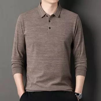 Мужская хлопковая футболка с длинным рукавом, средний лацкан сверху, повседневная деловая рубашка поло M бордовый