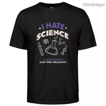 Мужская хлопковая футболка с принтом «I Hate Science» в уличном стиле для мужчин и женщин M серый