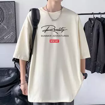 Мужская хлопковая футболка свободного кроя, дизайн со спущенным плечом, хип-хоп, мода Instagram 4XL
