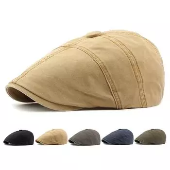 Мужская хлопковая кепка-берет, британская ретро-фуражка, шляпа художника чёрный