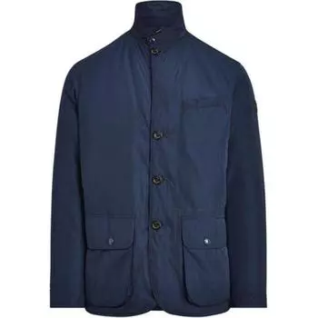 Мужская хлопковая куртка Polo Ralph Lauren с водонепроницаемым логотипом на рукаве и воротником-стойкой, темно-синяя 710758569-001 M