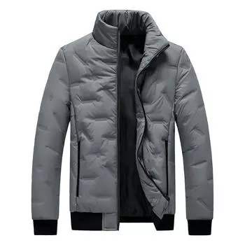 Мужская хлопковая куртка размера плюс 8XL, зимняя корейская короткая толстая теплая куртка с хлопковой подкладкой M чёрный
