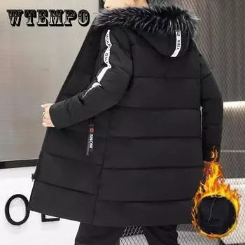 Мужская хлопковая куртка с большим меховым воротником, зимнее толстое теплое пальто, повседневная тонкая молодежная куртка 3XL