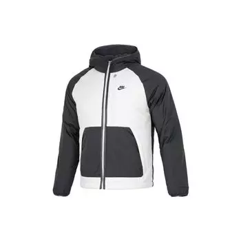 Мужская хлопковая куртка с длинными рукавами и капюшоном Nike Patchwork Design с логотипом бренда, черная, серая DD6858-070 S