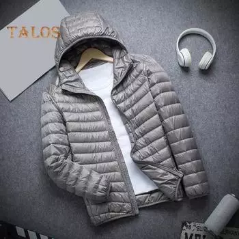 Мужская хлопковая куртка с капюшоном, длинным рукавом, однотонный пуховик с боковыми карманами, застежка-молния по всей длине, тонкая стеганая зимняя верхняя одежда M темно-синий